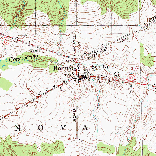 Topographic Map of Hamlet, NY