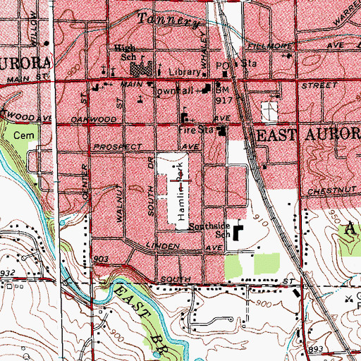 Topographic Map of Hamlin Park, NY