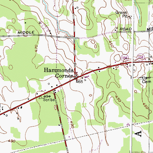 Topographic Map of Hammonds Corner, NY