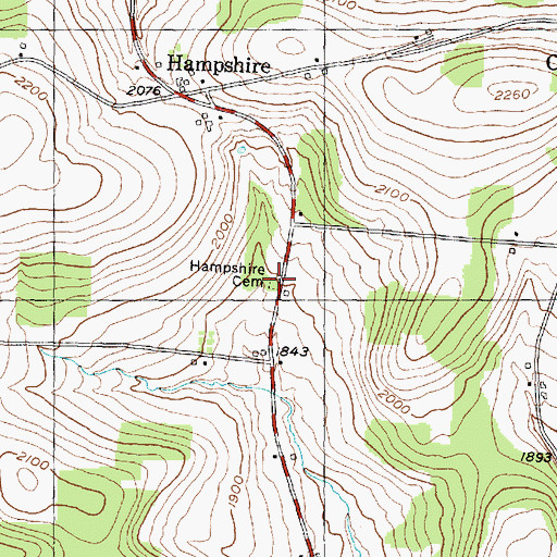 Topographic Map of Hampshire Cemetery, NY