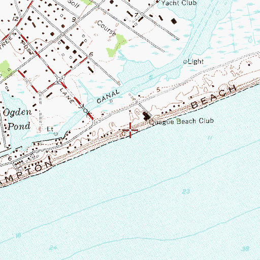 Topographic Map of Hampton Beach, NY