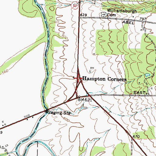 Topographic Map of Hampton Corners, NY