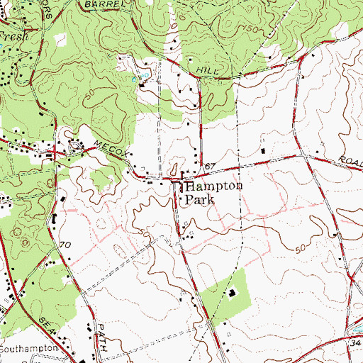 Topographic Map of Hampton Park, NY