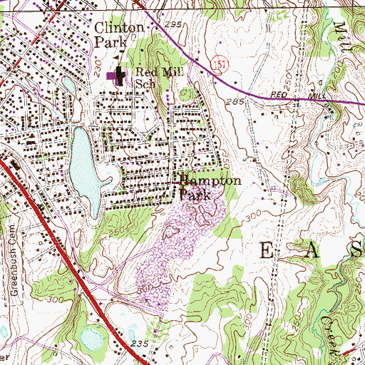Topographic Map of Hampton Park, NY