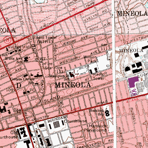 Topographic Map of Hampton Street School, NY