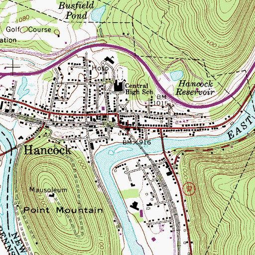 Topographic Map of Hancock, NY
