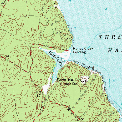 Topographic Map of Hands Creek, NY