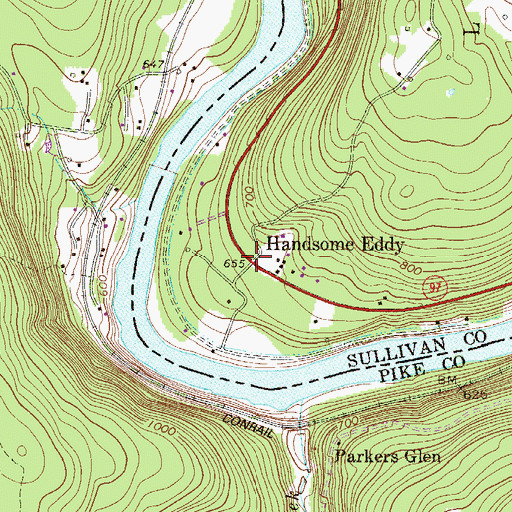 Topographic Map of Handsome Eddy, NY