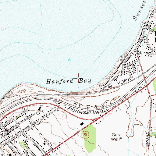 Topographic Map of Hanford Bay, NY