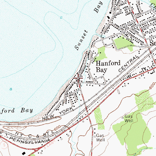 Topographic Map of Hanford Bay, NY