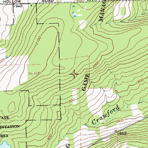 Topographic Map of Hanging Bog Game Management Area, NY