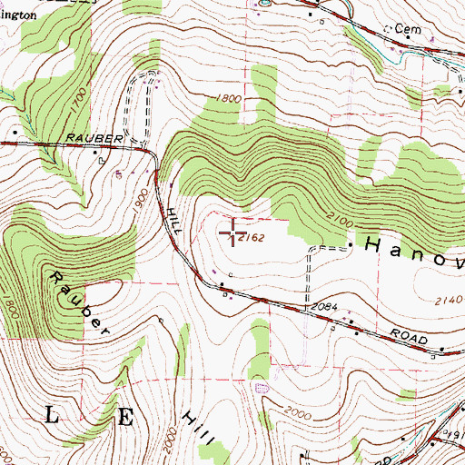 Topographic Map of Hanover Hill, NY