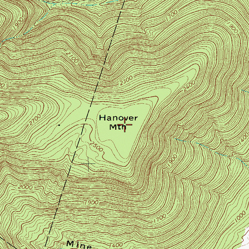 Topographic Map of Hanover Mountain, NY