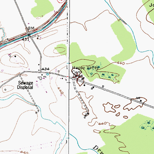 Topographic Map of Happy Valley Cemetery, NY