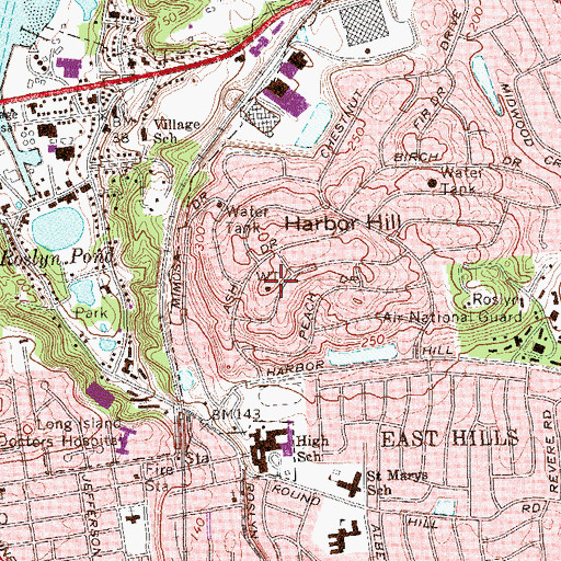 Topographic Map of Harbor Hill, NY