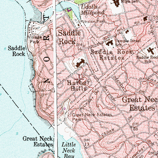 Topographic Map of Harbor Hills, NY