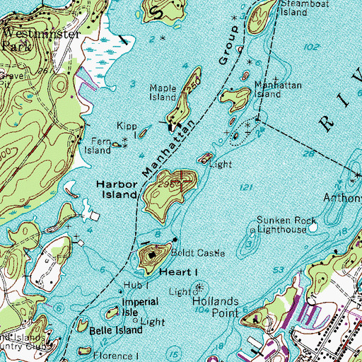 Topographic Map of Harbor Island, NY