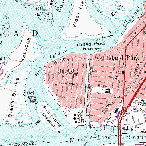 Topographic Map of Harbor Isle, NY