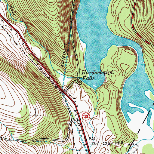 Topographic Map of Hardenburgh Falls, NY