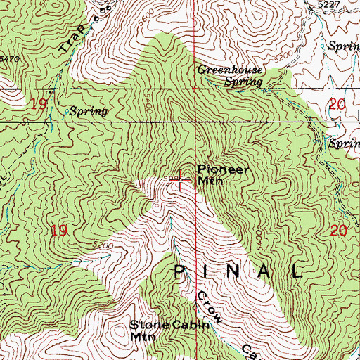 Topographic Map of Pioneer Mountain, AZ