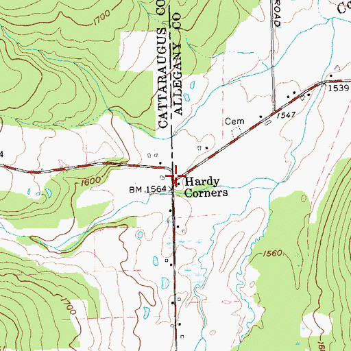 Topographic Map of Hardy Corners, NY
