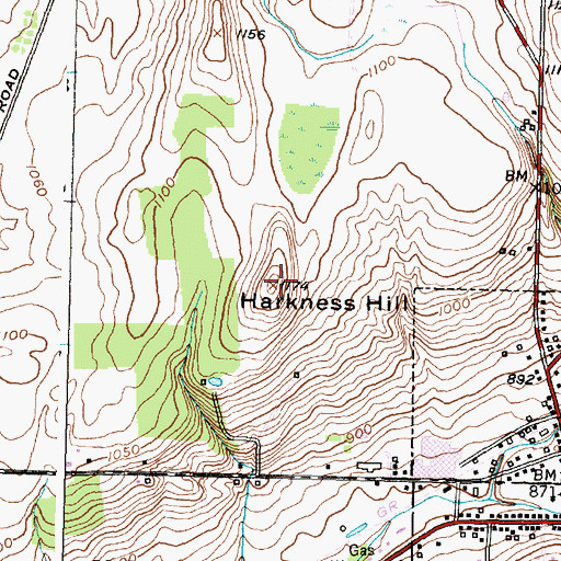 Topographic Map of Harkness Hill, NY