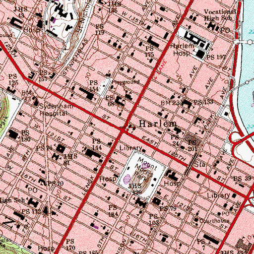 Topographic Map of Harlem, NY