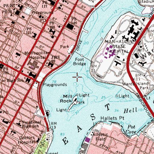 Topographic Map of Harlem River, NY