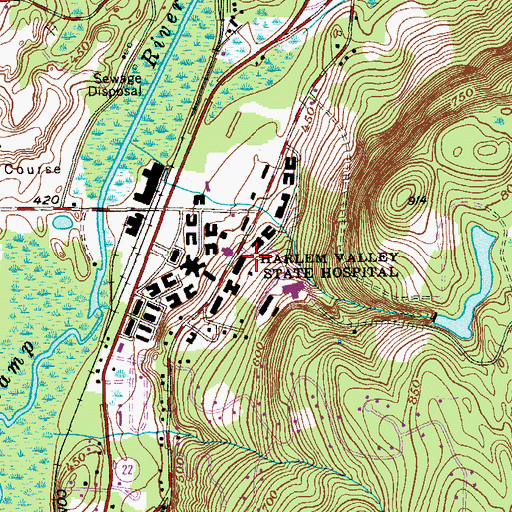 Topographic Map of Harlem Valley Psychiatric Center (historical), NY