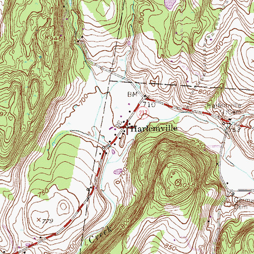 Topographic Map of Harlemville, NY