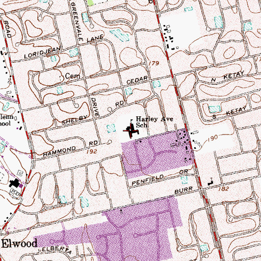 Topographic Map of Harley Avenue Elementary School, NY