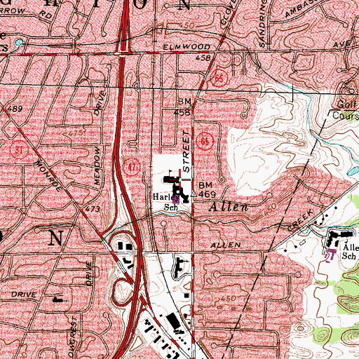 Topographic Map of Harley School, NY