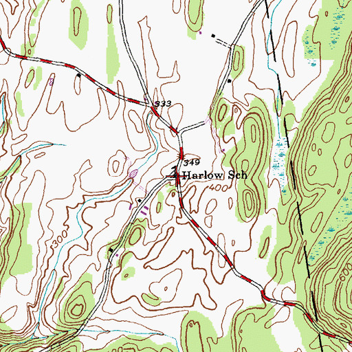 Topographic Map of Harlow School, NY