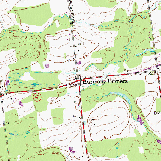 Topographic Map of Harmony Corners, NY