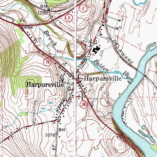 Topographic Map of Harpursville, NY