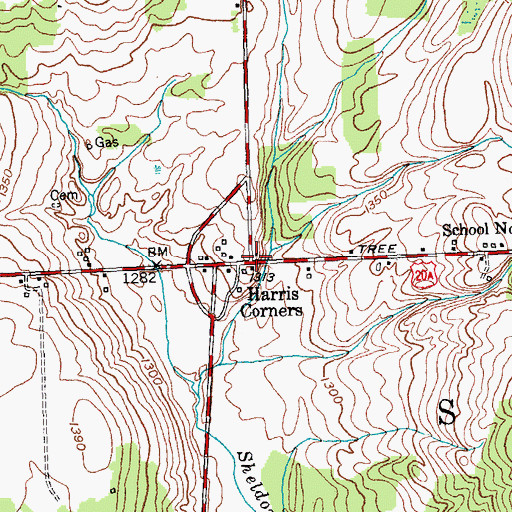 Topographic Map of Harris Corners, NY
