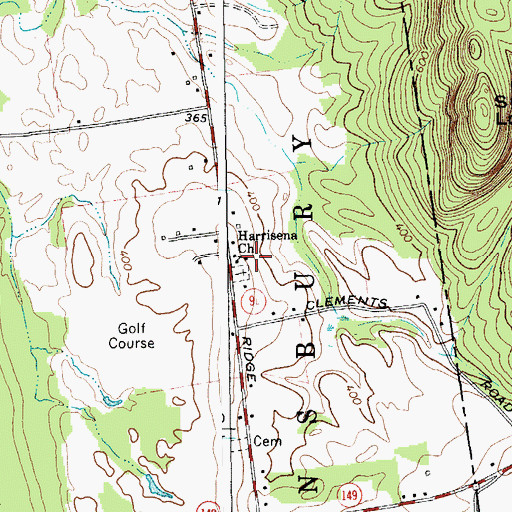 Topographic Map of Harrisena Community Church, NY