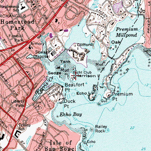 Topographic Map of Harrison Island, NY