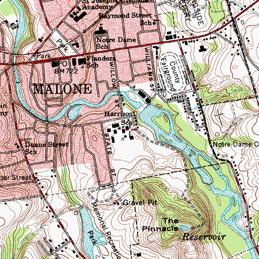 Topographic Map of Harrison Junior High School, NY