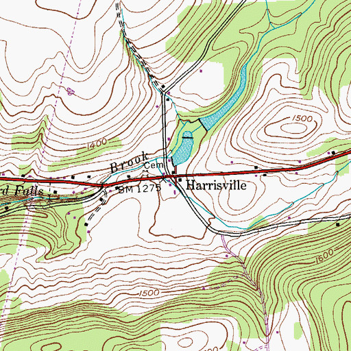 Topographic Map of Harrisville, NY