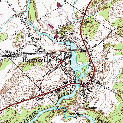 Topographic Map of Harrisville, NY