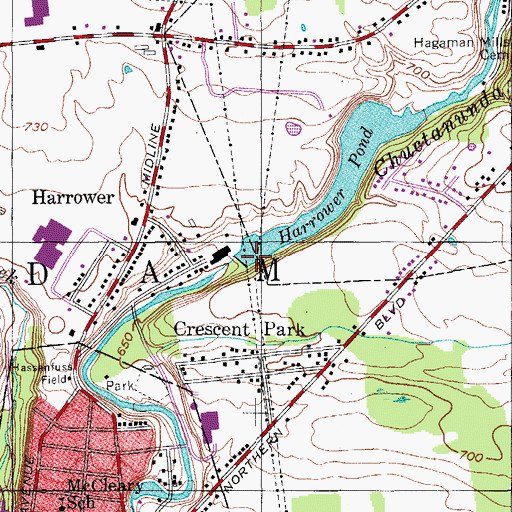 Topographic Map of Harrower Pond, NY