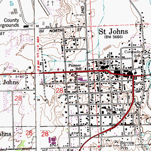 Topographic Map of Pioneer School, AZ