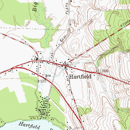Topographic Map of Hartfield, NY