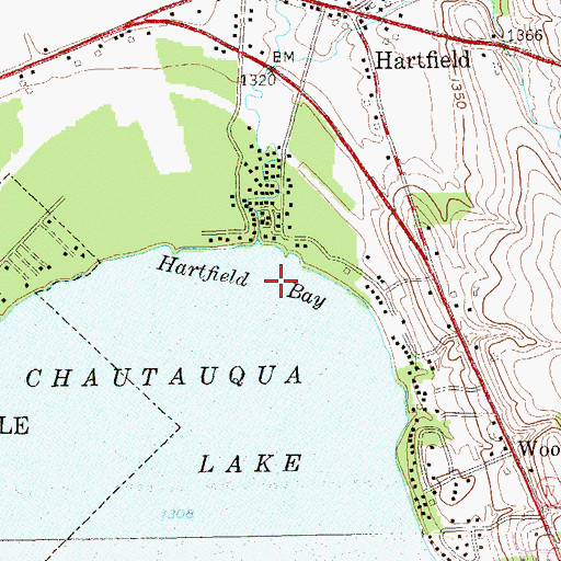 Topographic Map of Hartfield Bay, NY