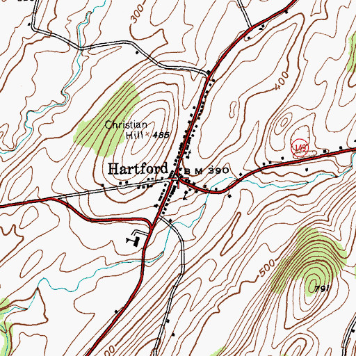 Topographic Map of Hartford, NY
