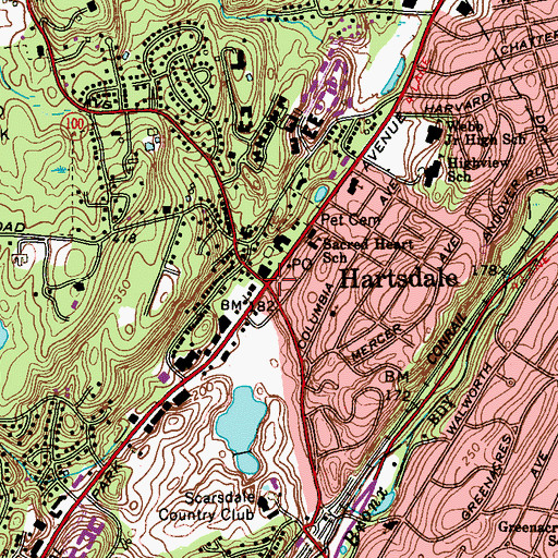 Topographic Map of Hartsdale, NY