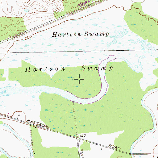 Topographic Map of Hartson Swamp, NY