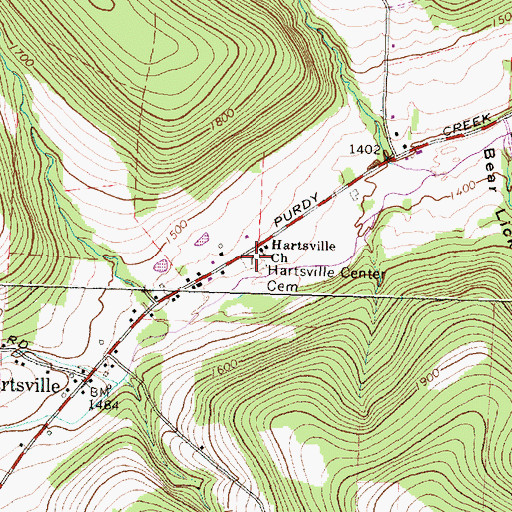 Topographic Map of Hartsville Center Cemetery, NY