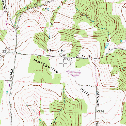 Topographic Map of Hartsville Hill, NY